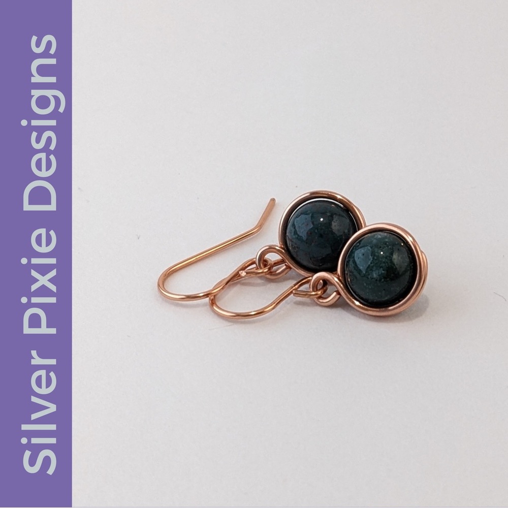 Bloodstone Copper Drop Earrings